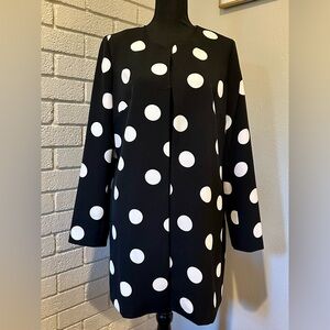 Karl Lagerfeld Paris Polka Dot Jacket M | Hot Pink Lined Long Blazer